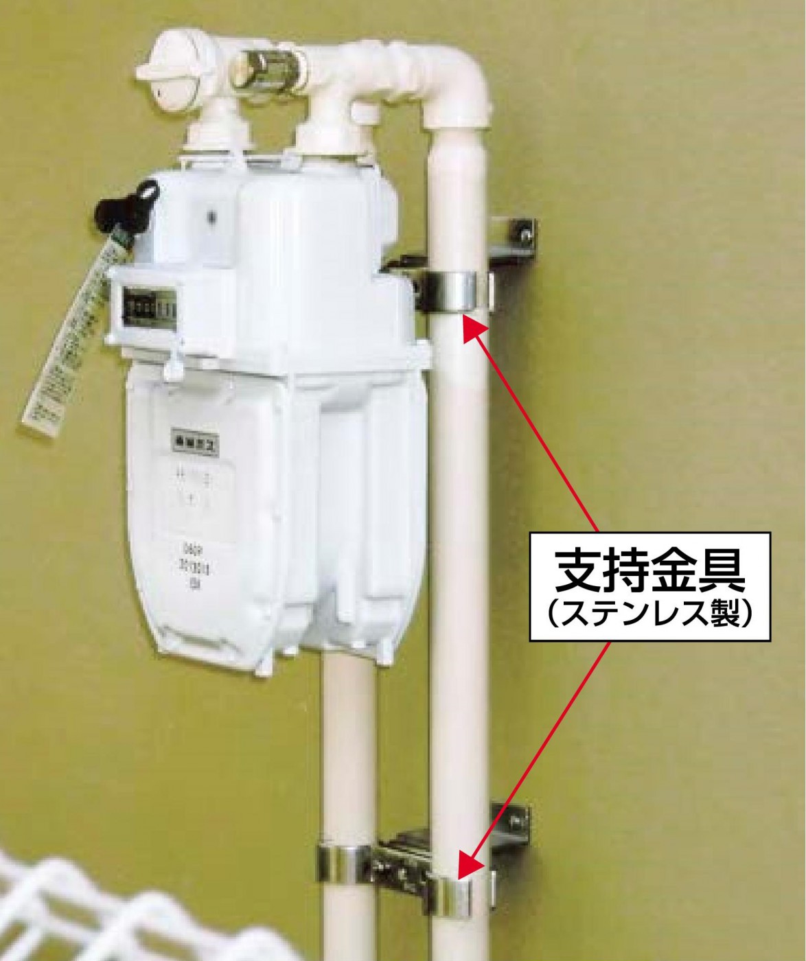 都市ガスメーター配管には立管支持金具が最適です