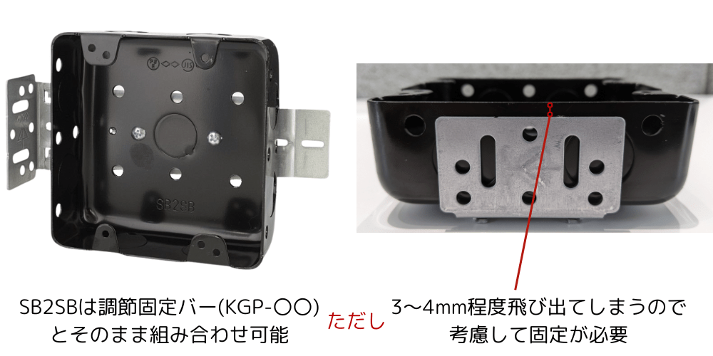 2個用（品番：SB2SB）はそのまま調節固定バーに取り付けられるので施工が容易です。